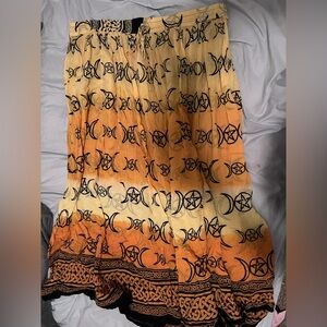 Bohemian Witchy Orange, Cream, and Black Skirt